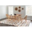 Linon Patty 7 Piece Dining Set with Woven Seats in Natural Brown Stained Wood