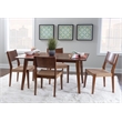 Linon Patty 5 Piece Dining Set with Woven Seats in Warm Brown Stained Rubberwood