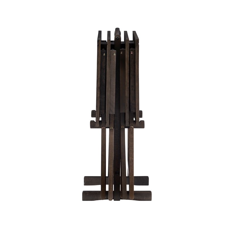 Linon Lisbon Five Piece Plank-Style Top Tray Table Set in Rustic Gray Wash Wood