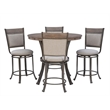 Linon Franklin 5 Pce Wood & Steel Gathering Counter Height Dining Set in Pewter