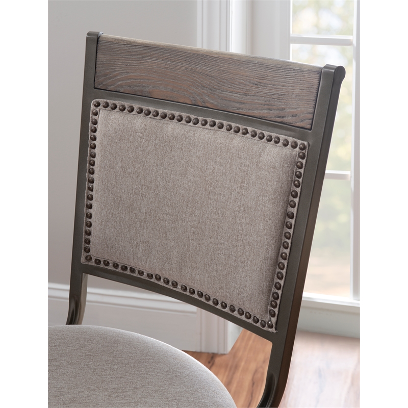 Linon Franklin 5 Pce Wood & Steel Gathering Counter Height Dining Set in Pewter