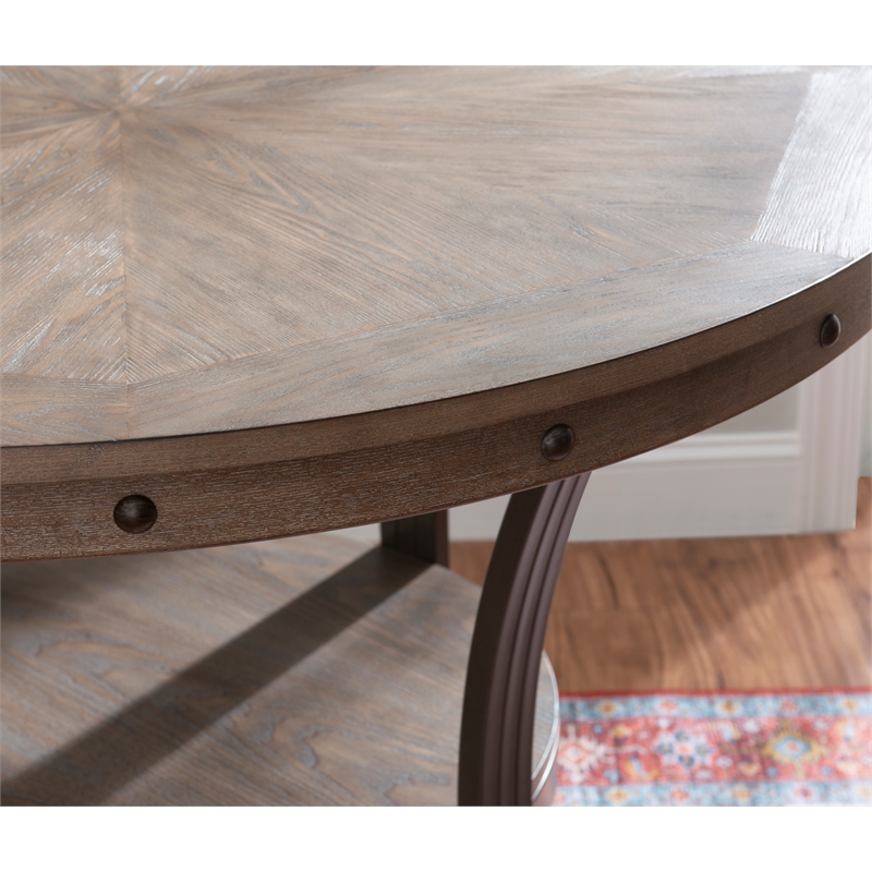 Linon Franklin 5 Pce Wood & Steel Gathering Counter Height Dining Set in Pewter