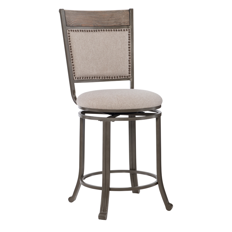 Linon Franklin 5 Pce Wood & Steel Gathering Counter Height Dining Set in Pewter