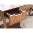 Linon Luca Desk 3 Drawers with Woven Rattan Panels in Natural Wood