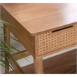 Linon Luca Desk 3 Drawers with Woven Rattan Panels in Natural Wood