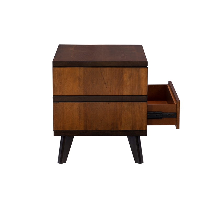 mid century two drawer nightstand