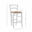 Linon Halton Set of 2 Counter Stools Handwoven Seats in White Beechwood