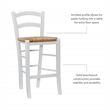 Linon Halton Set of 2 Counter Stools Handwoven Seats in White Beechwood