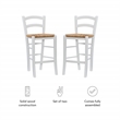 Linon Halton Set of 2 Counter Stools Handwoven Seats in White Beechwood
