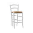 Linon Halton Set of 2 Counter Stools Handwoven Seats in White Beechwood