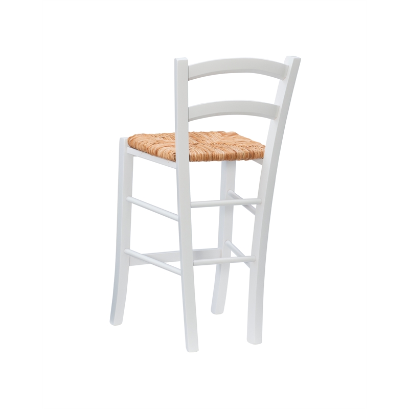 Linon Halton Set of 2 Counter Stools Handwoven Seats in White Beechwood