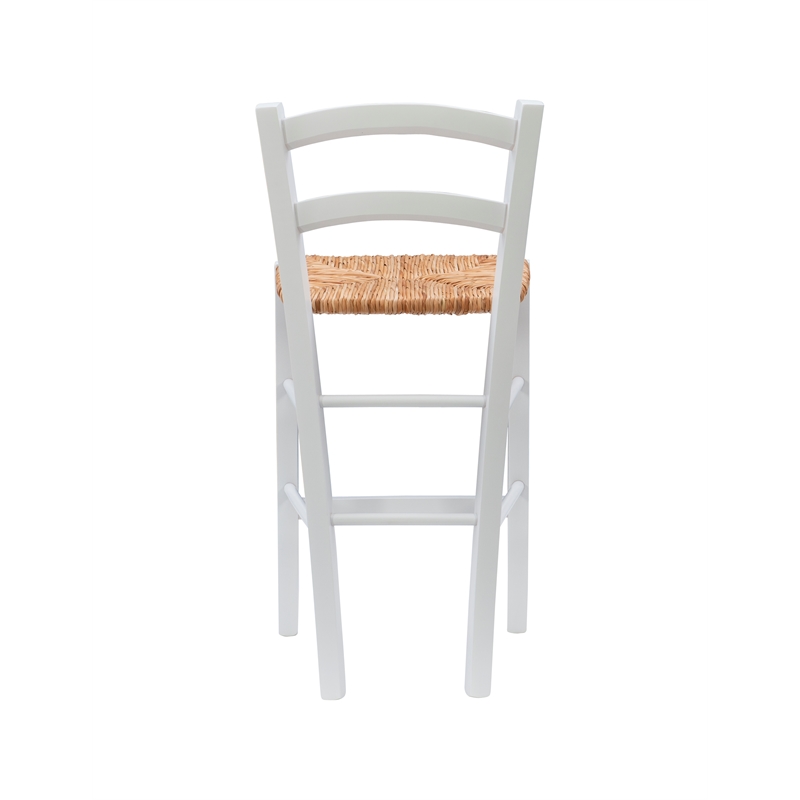 Linon Halton Set of 2 Counter Stools Handwoven Seats in White Beechwood