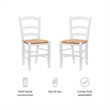 Linon Karsyn Set of Two Wood Side Chairs Ladder Back Rush Seat in White Finish