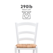 Linon Karsyn Set of Two Wood Side Chairs Ladder Back Rush Seat in White Finish