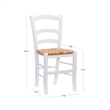 Linon Karsyn Set of Two Wood Side Chairs Ladder Back Rush Seat in White Finish