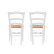 Linon Karsyn Set of Two Wood Side Chairs Ladder Back Rush Seat in White Finish
