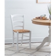 Linon Karsyn Set of Two Wood Side Chairs Ladder Back Rush Seat in White Finish