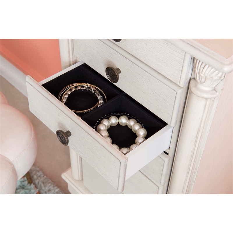 Linon Esther Wood Jewelry Armoire in Off White