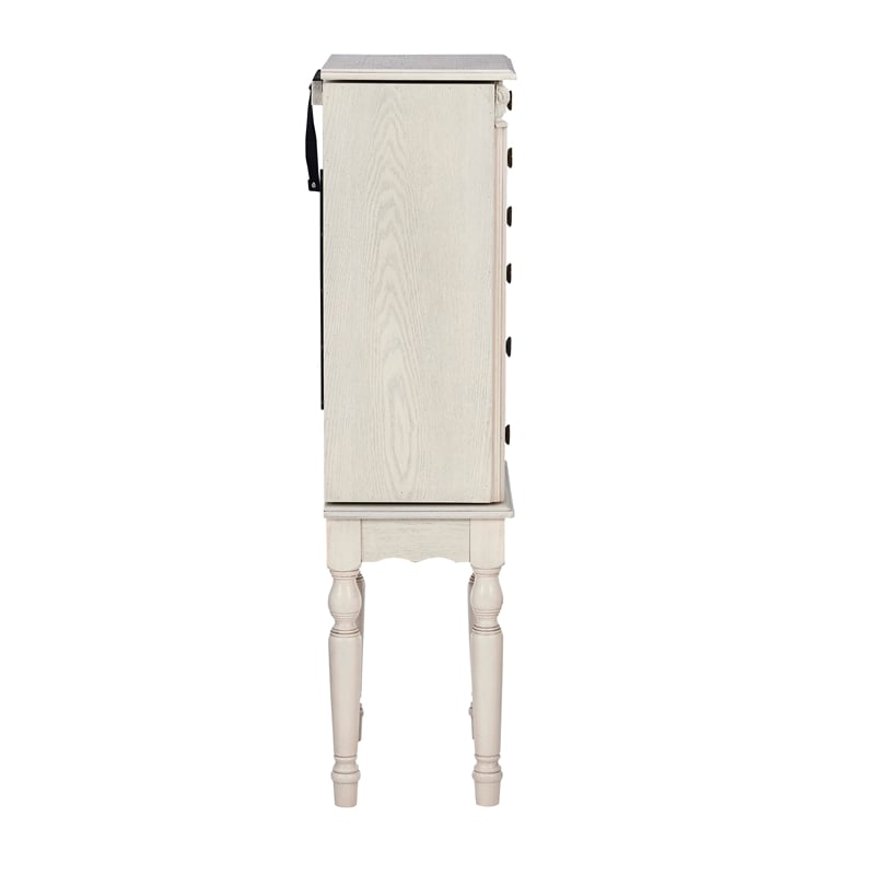 Linon Esther Wood Jewelry Armoire in Off White