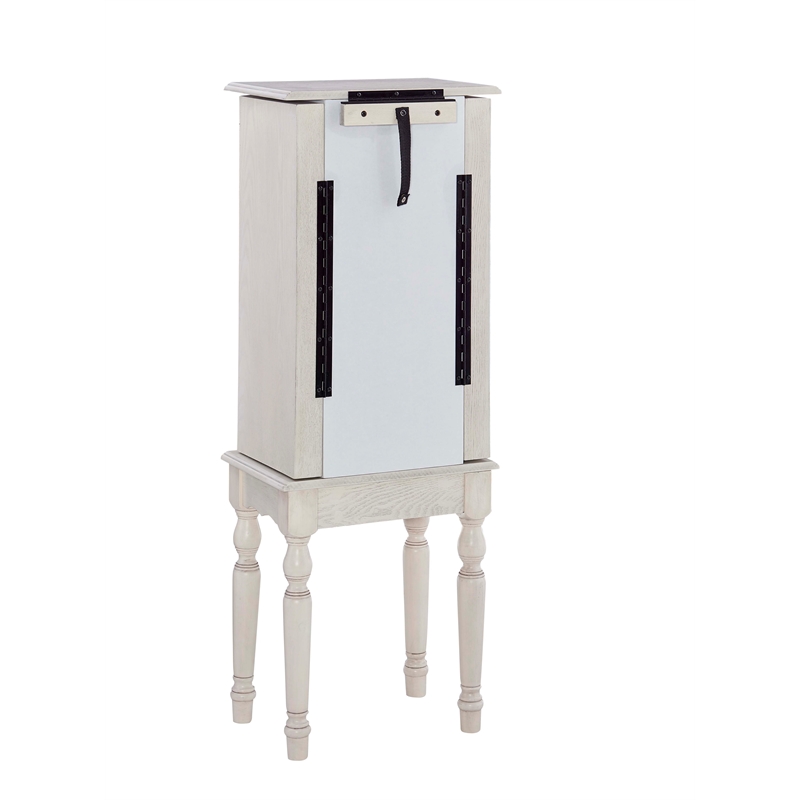 Linon Esther Wood Jewelry Armoire in Off White