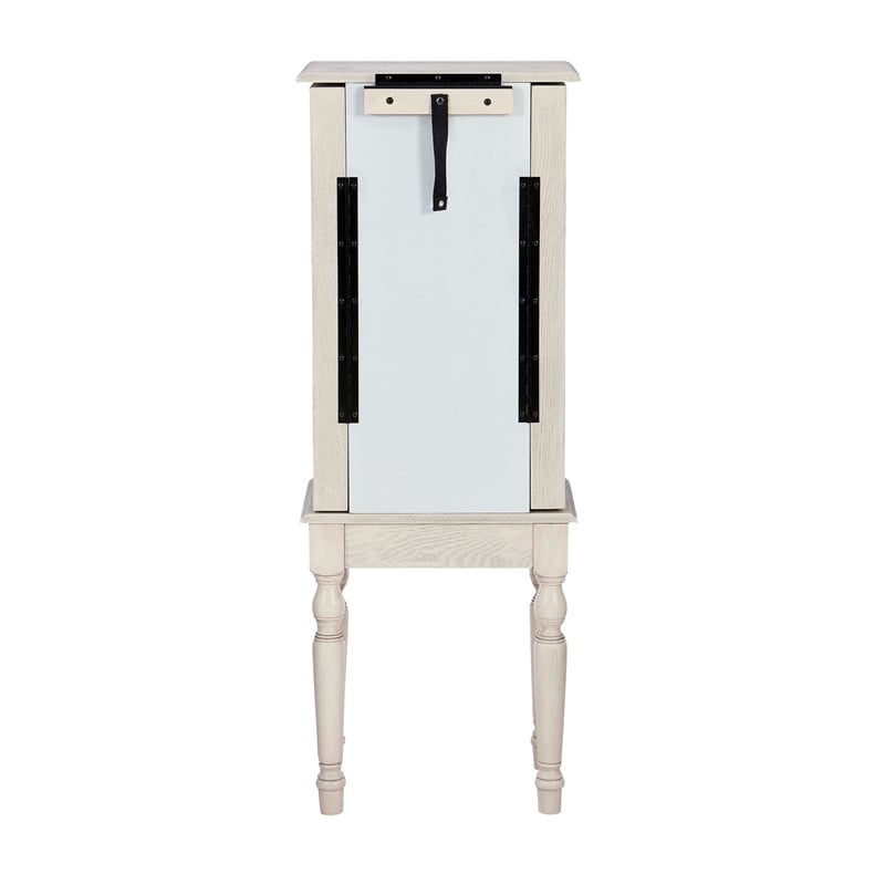 Linon Esther Wood Jewelry Armoire in Off White