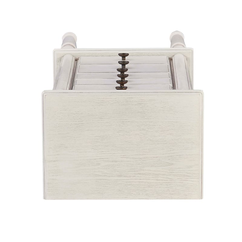 Linon Esther Wood Jewelry Armoire in Off White