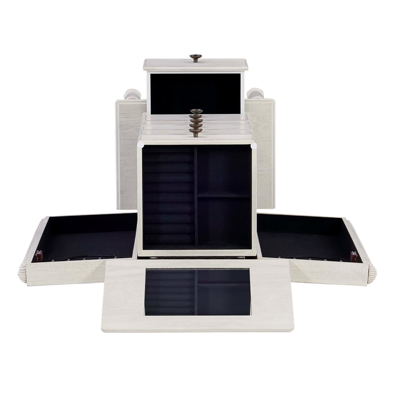 Linon Esther Wood Jewelry Armoire in Off White