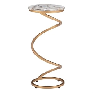 powell atlee metal whimsical spiral accent drink table in gold