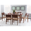Linon Patty Seven Piece Dining Set with Woven Seats in Rich Brown Stained Wood