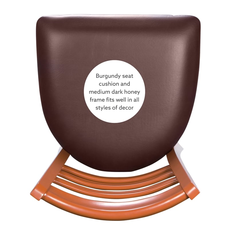 Linon Lassiter Set of 2 Side Chairs Faux Leather Seat Steel Frame in Honey Brown