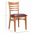 Linon Lassiter Set of 2 Side Chairs Faux Leather Seat Steel Frame in Honey Brown