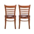 Linon Lassiter Set of 2 Side Chairs Faux Leather Seat Steel Frame in Honey Brown