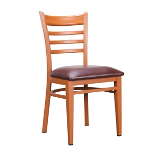 linon lassiter metal side chair set of two in dark honey brown and burgundy