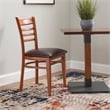 Linon Lassiter Set of 2 Side Chairs Faux Leather Seat Steel Frame in Honey Brown