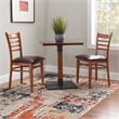Linon Lassiter Set of 2 Side Chairs Faux Leather Seat Steel Frame in Honey Brown