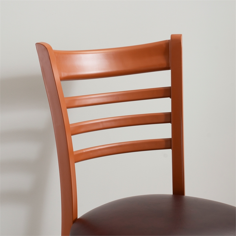 Linon Lassiter Set of 2 Side Chairs Faux Leather Seat Steel Frame in Honey Brown