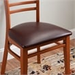 Linon Lassiter Set of 2 Side Chairs Faux Leather Seat Steel Frame in Honey Brown