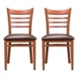 Linon Lassiter Set of 2 Side Chairs Faux Leather Seat Steel Frame in Honey Brown