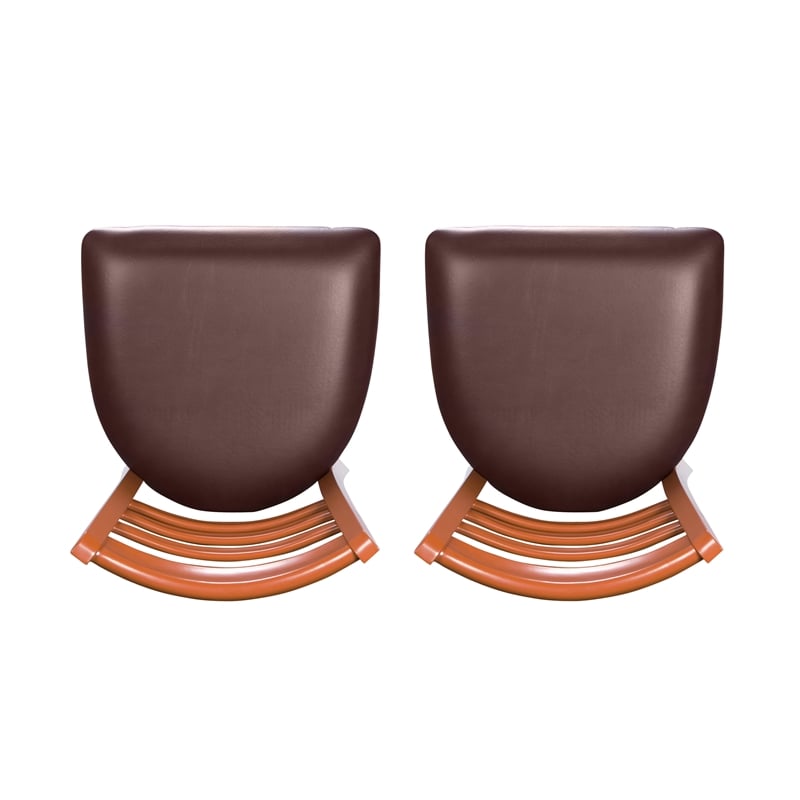 Linon Lassiter Set of 2 Side Chairs Faux Leather Seat Steel Frame in Honey Brown