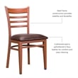 Linon Lassiter Set of 2 Side Chairs Faux Leather Seat Steel Frame in Honey Brown