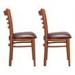 Linon Lassiter Set of 2 Side Chairs Faux Leather Seat Steel Frame in Honey Brown