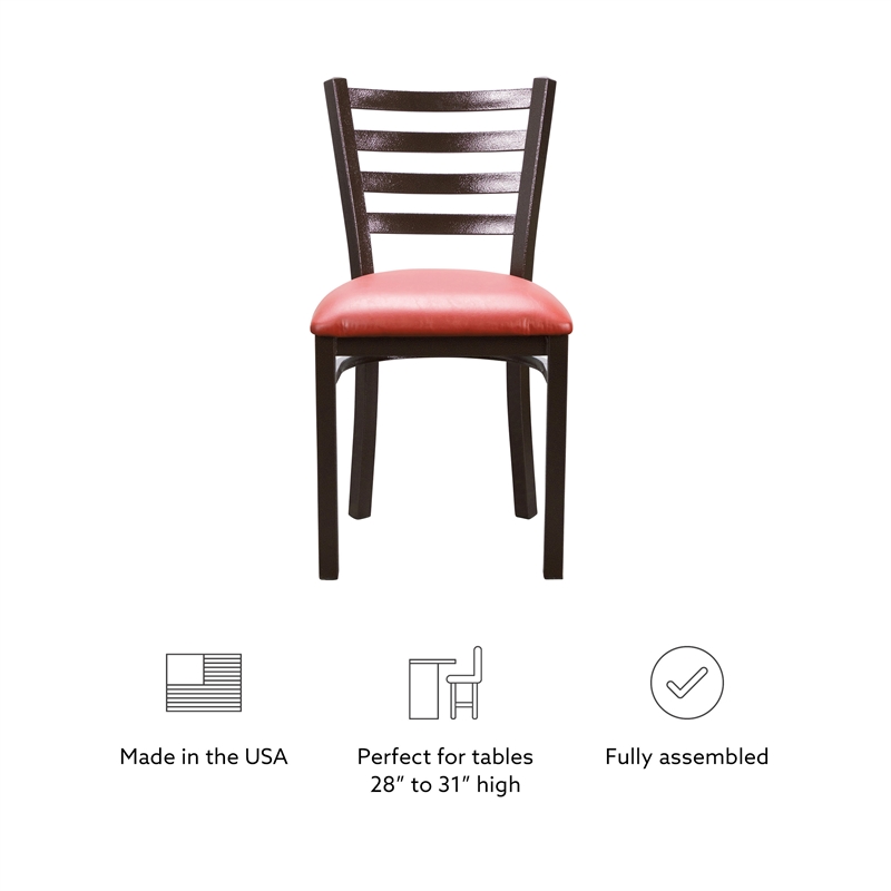 Linon Lassiter Set of 2 Side Chairs Faux Leather Seat Antique Bronze Steel Frame