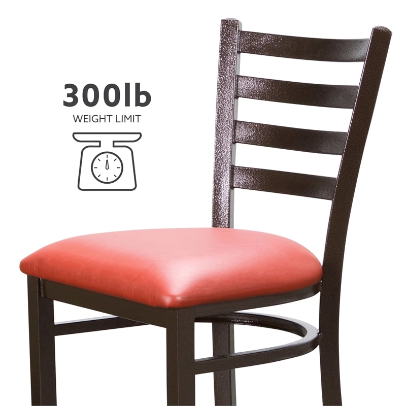 Linon Lassiter Set of 2 Side Chairs Faux Leather Seat Antique Bronze Steel Frame