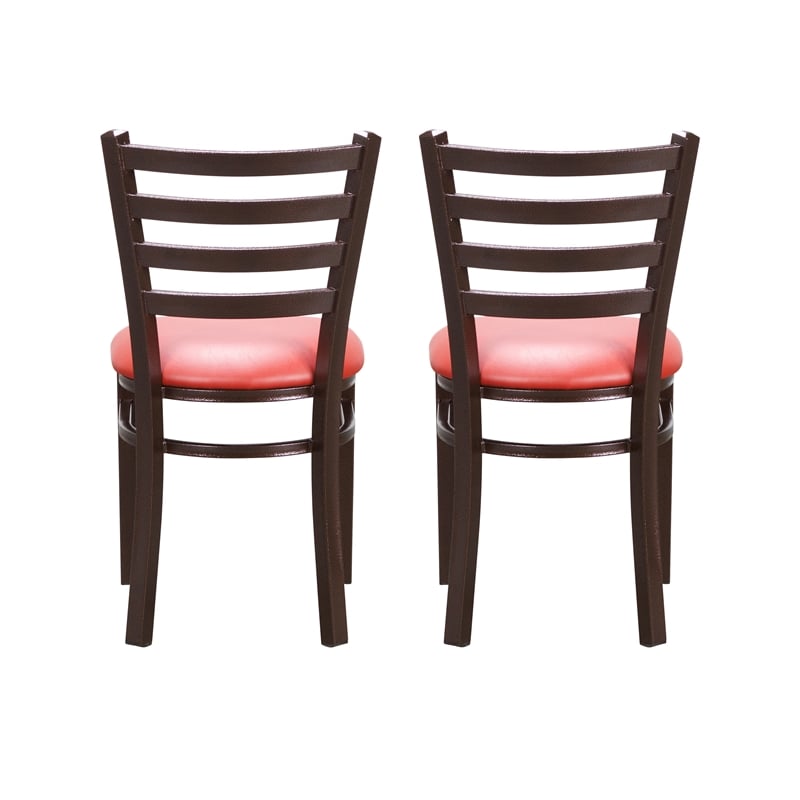 Linon Lassiter Set of 2 Side Chairs Faux Leather Seat Antique Bronze Steel Frame
