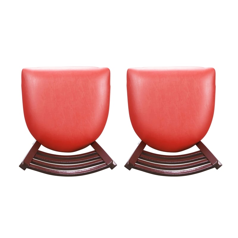 Linon Lassiter Set of 2 Side Chairs Faux Leather Seat Antique Bronze Steel Frame