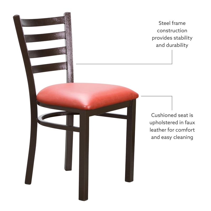 Linon Lassiter Set of 2 Side Chairs Faux Leather Seat Antique Bronze Steel Frame