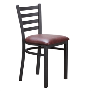 linon lassiter metal side chair set of two in black and burgundy