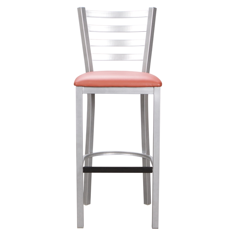 Linon Lassiter Metal Set of Two Barstools in Silver