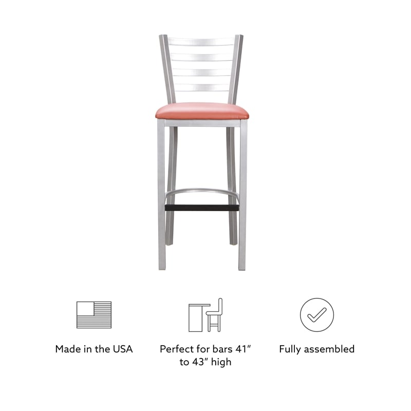 Linon Lassiter Metal Set of Two Barstools in Silver