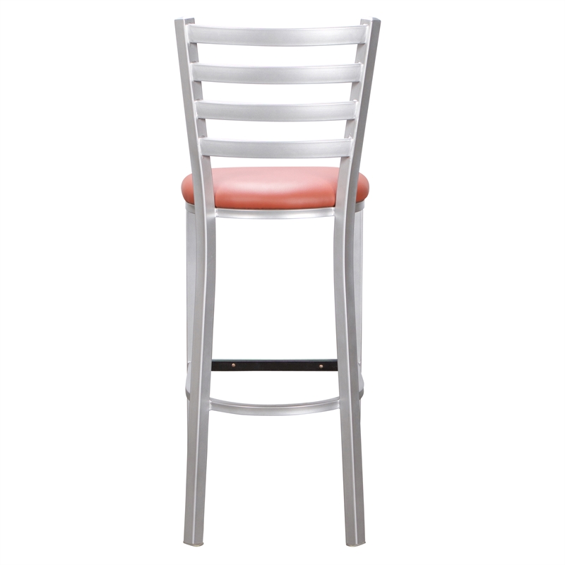 Linon Lassiter Metal Set of Two Barstools in Silver